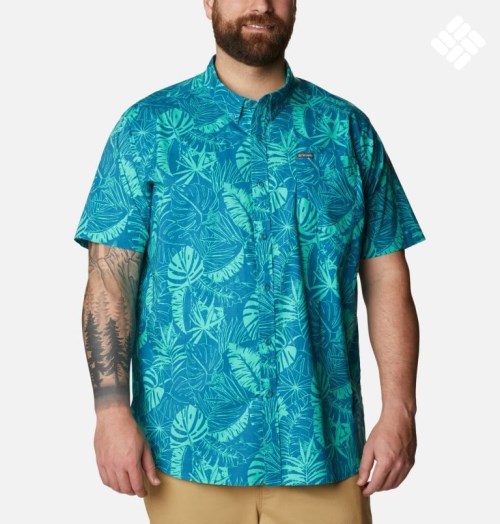 Men's Columbia Rapid Rivers Printed Short Sleeve Shirts Turquoise | Plus Size CA-Q13C5